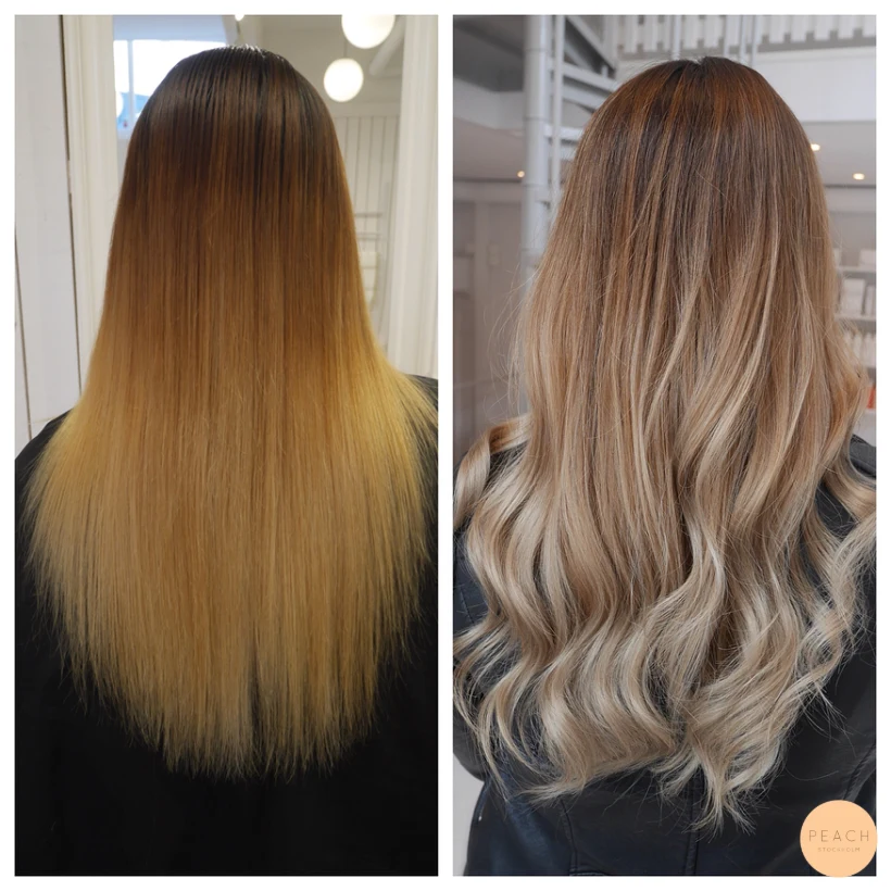 Kall beige balayage hårfärg