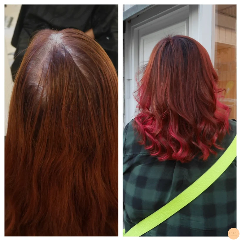 Lila, koppar och rosa hår