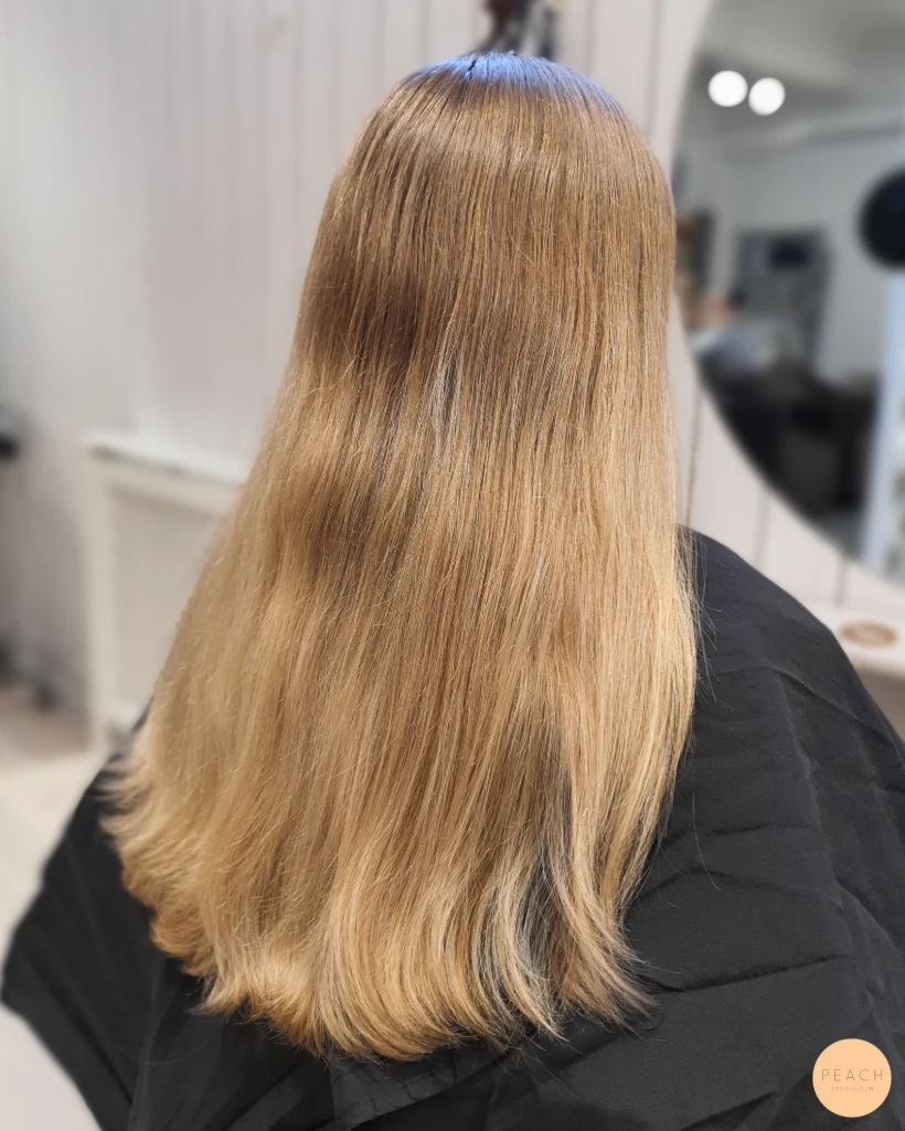 Sandy blonde hair med ljusa slingor