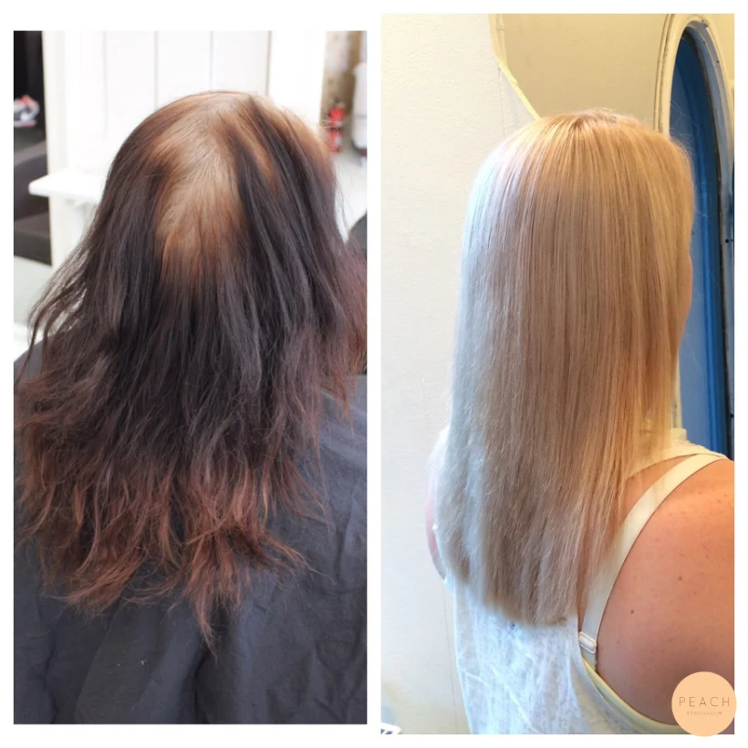 Från mörk till blond med Olaplex
