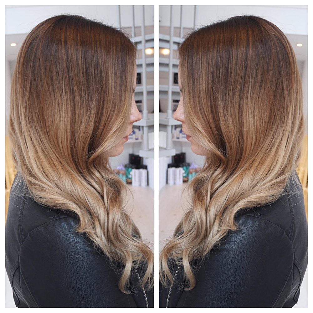Kall beige balayage hårfärg