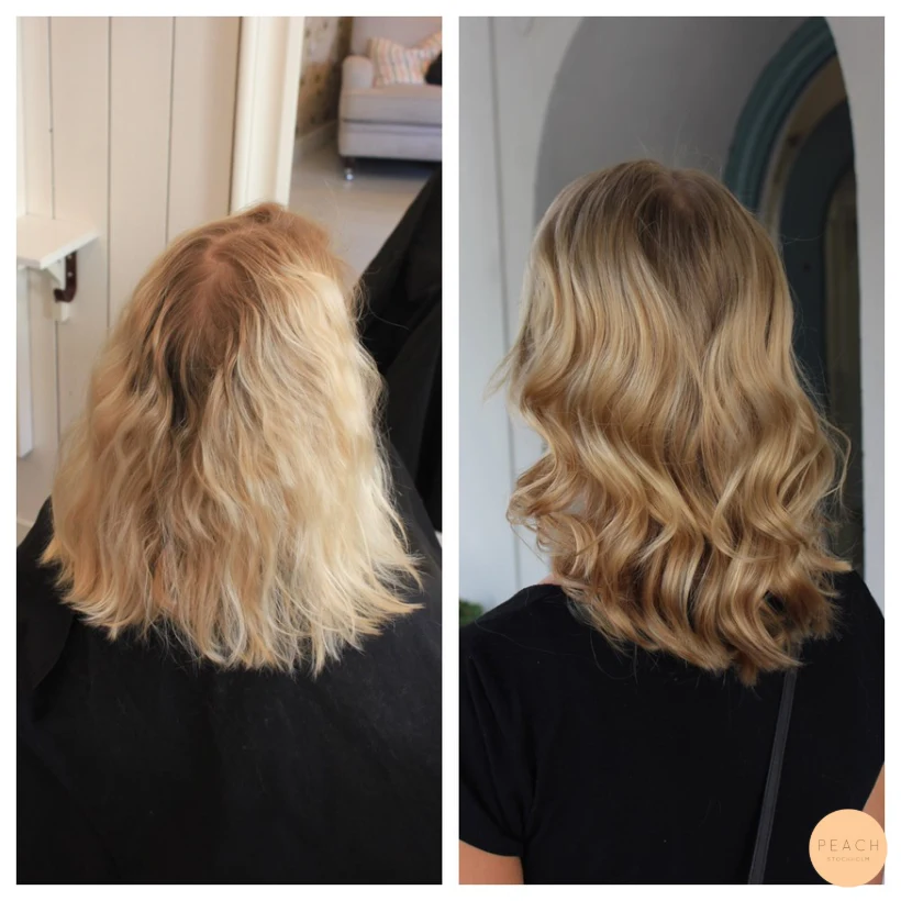 Mörkblond med ljusbruna slingor