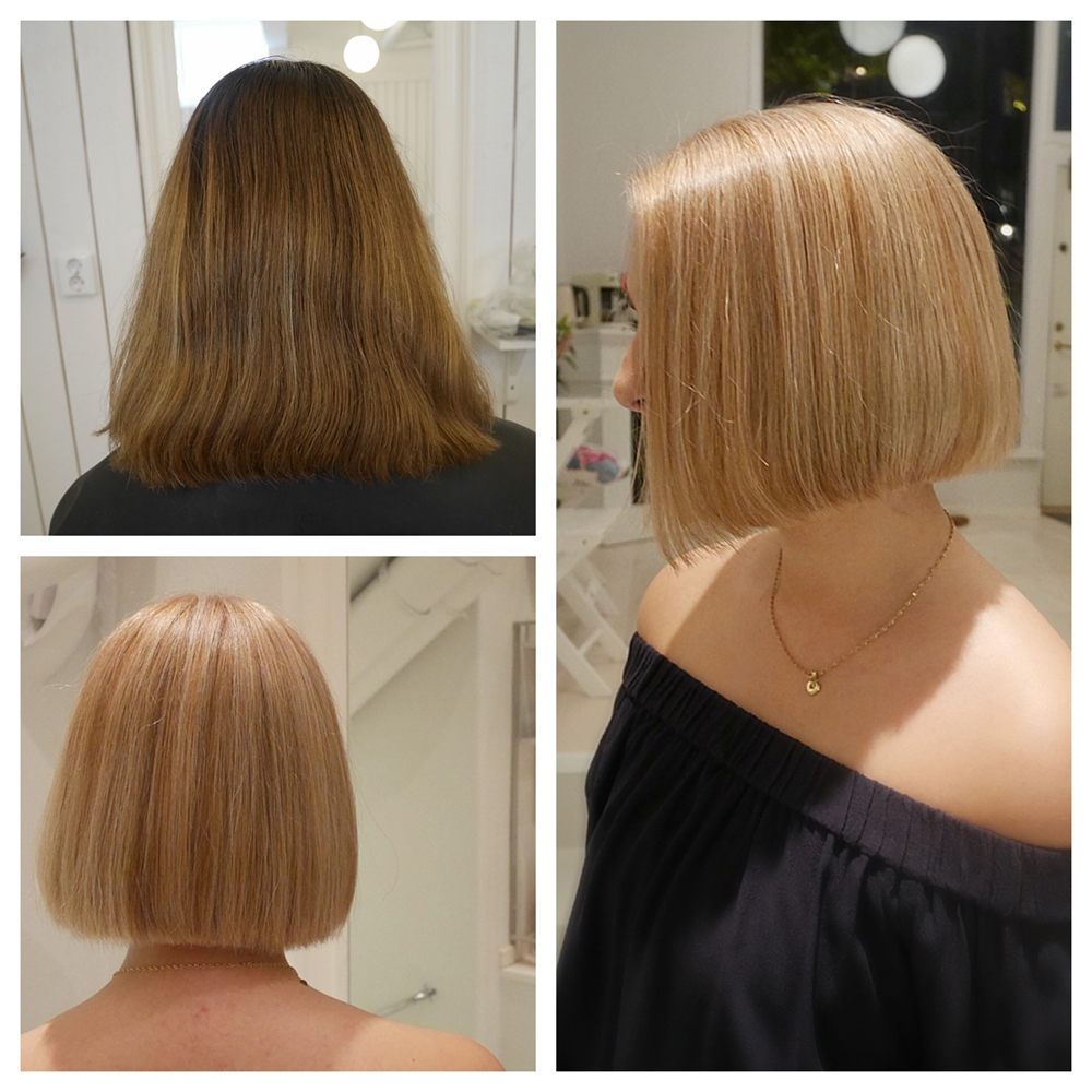 Från brun till blond - långt till kort hår