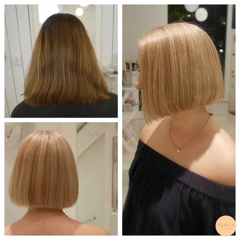 Från brun till blond - långt till kort hår
