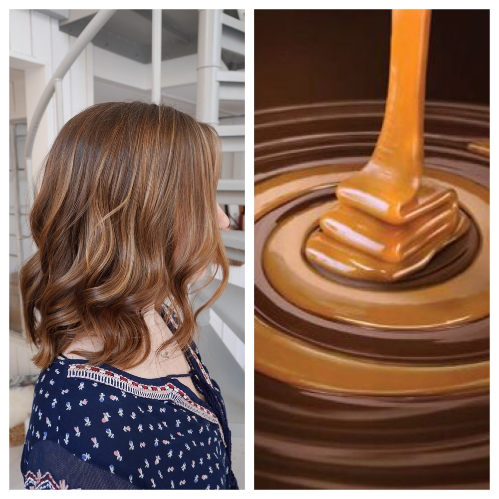 Choklad och karamell färgat hår