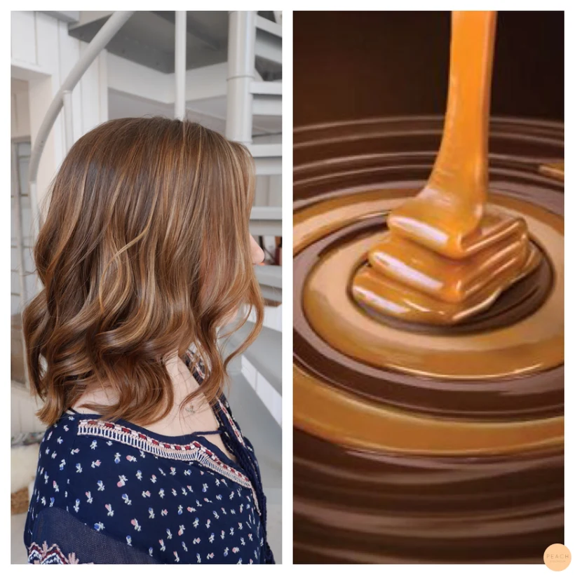 Choklad och karamell färgat hår