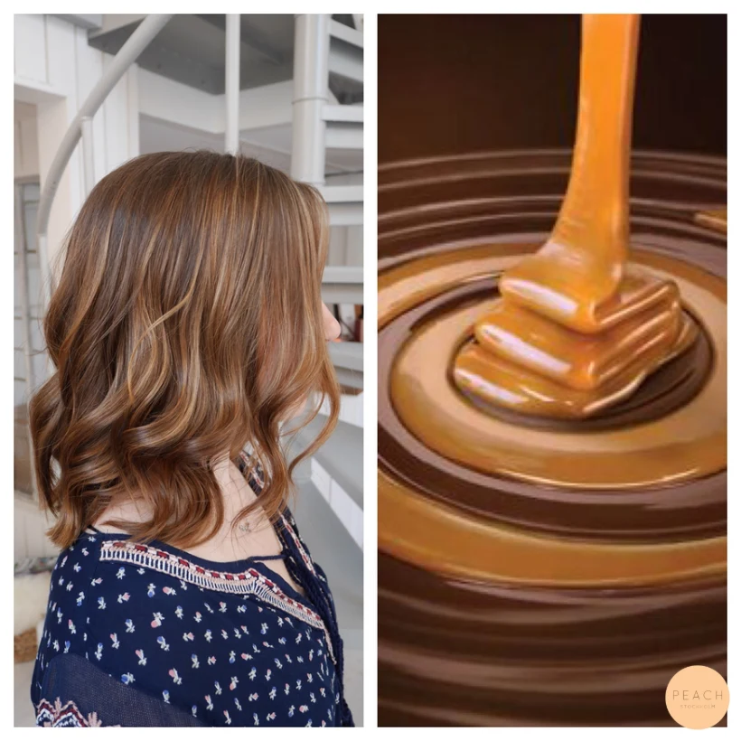 Choklad och karamell färgat hår