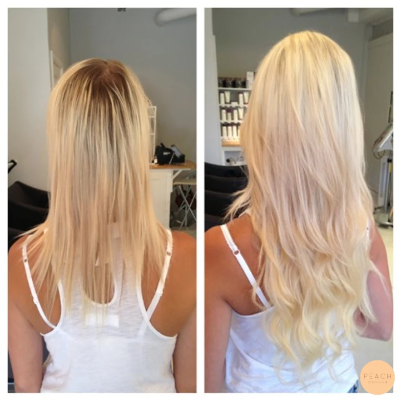 Långa blonda extensions