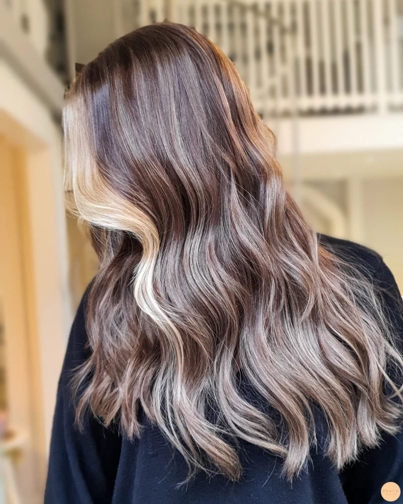 Golden faceframe with chocolate hair