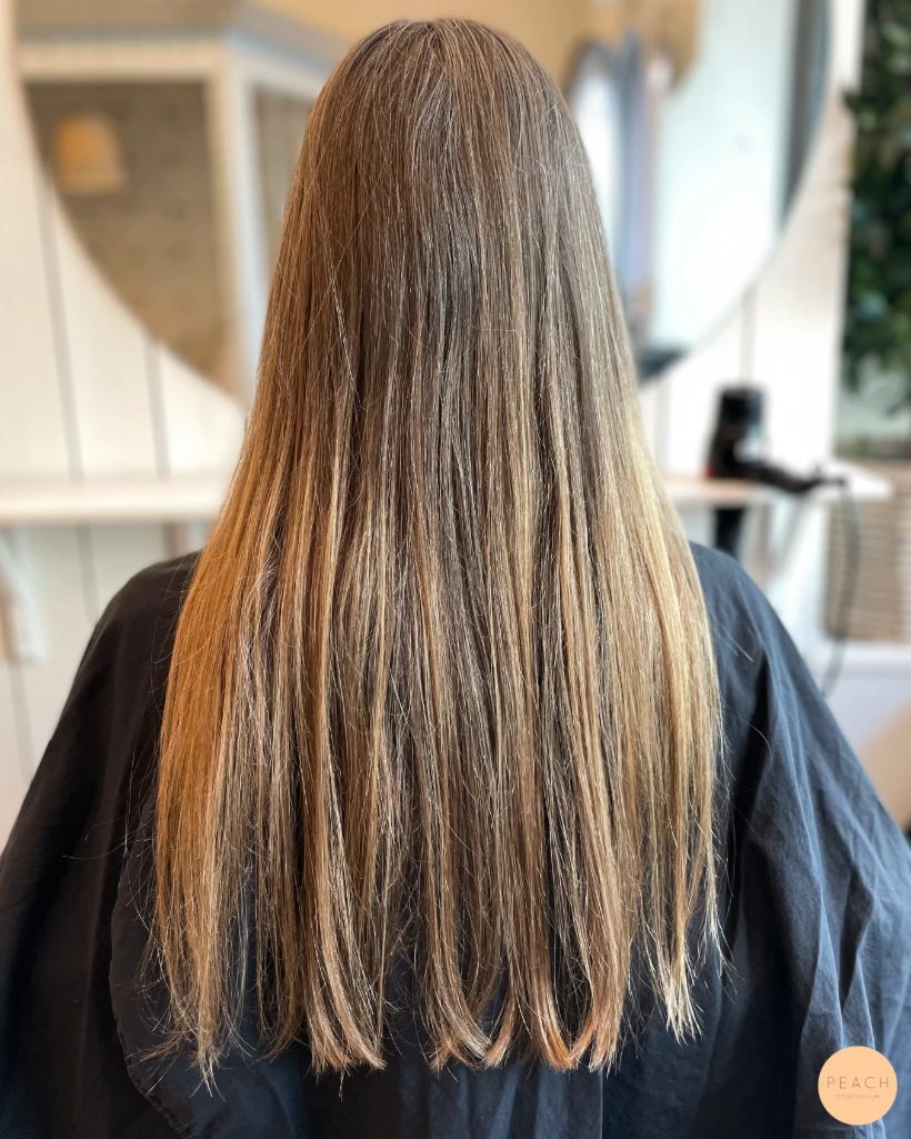 Cream blonde hair med mjuka teasylights