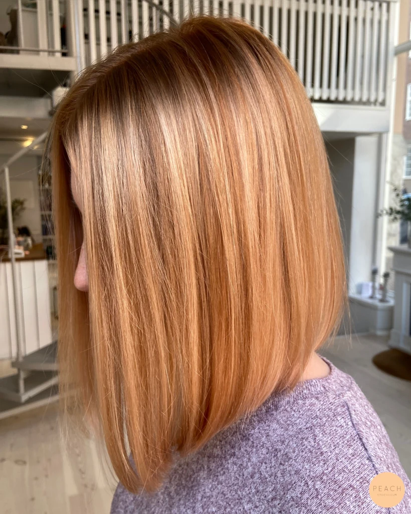 Peach copper hair med koppriga toner