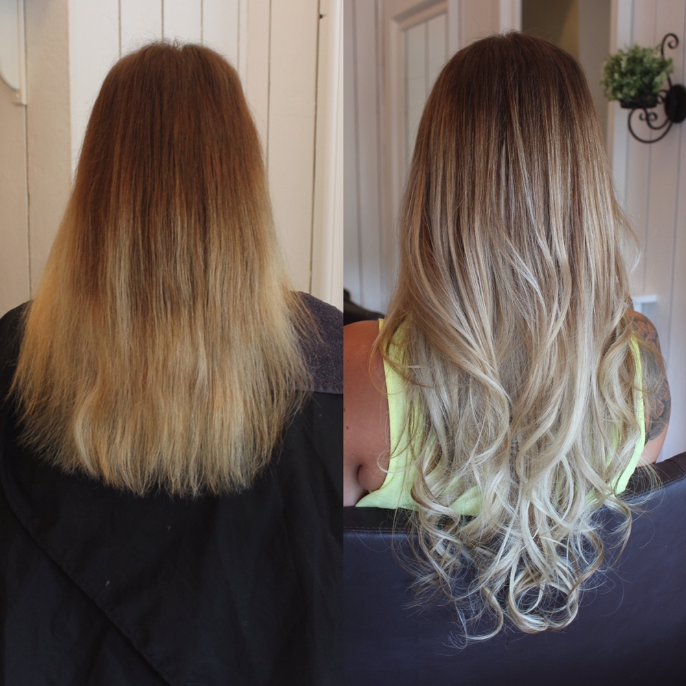 Kall blond hårfärg med extensions
