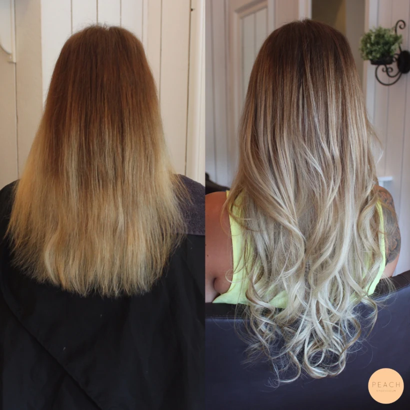 Kall blond hårfärg med extensions