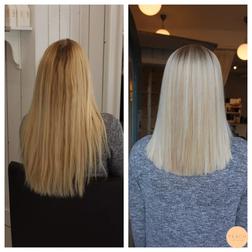 Ljusblond hårfärg med ljusa slingor