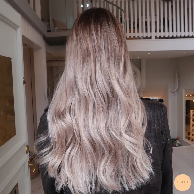 Balayage blond långt hår