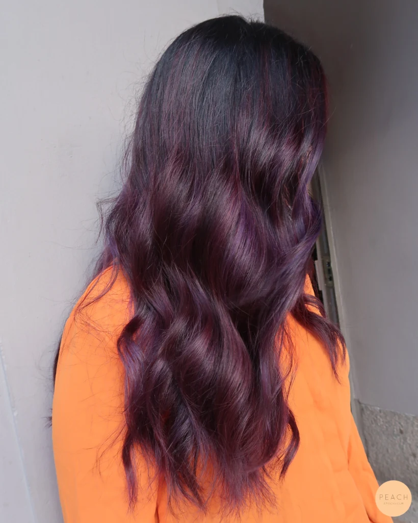 Lila röd balayage