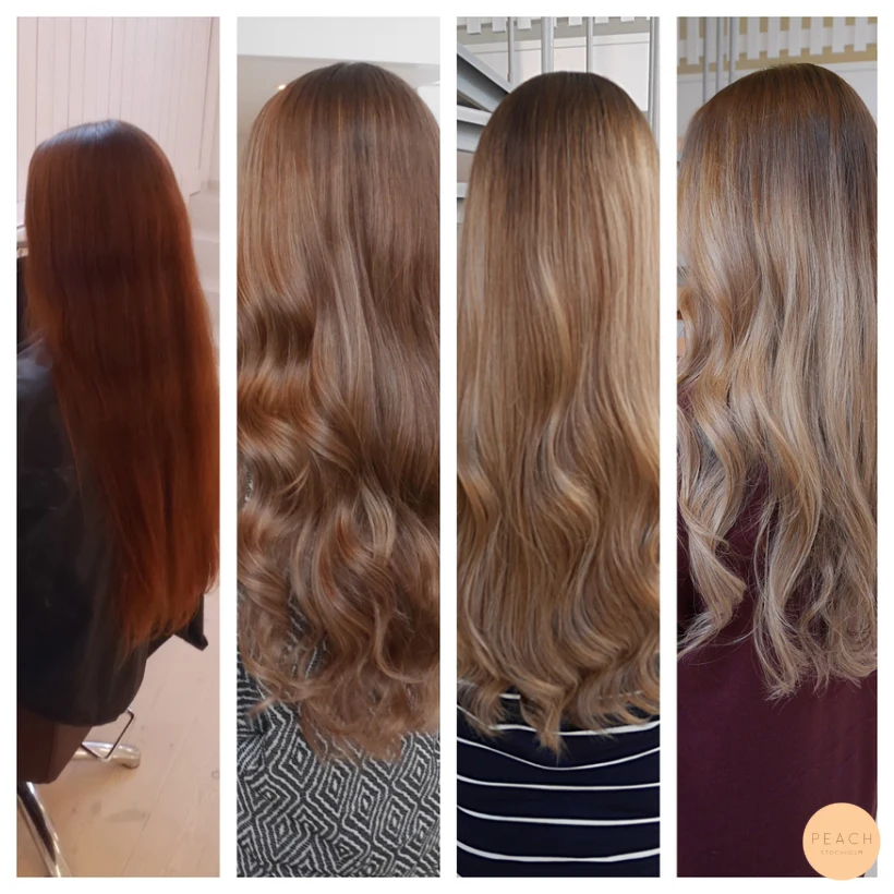 Från varm brun hårfärg til kall blond ombre