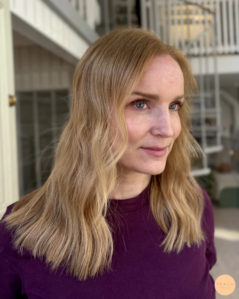 Honungsblond hårfärg med Hairtalk extensions