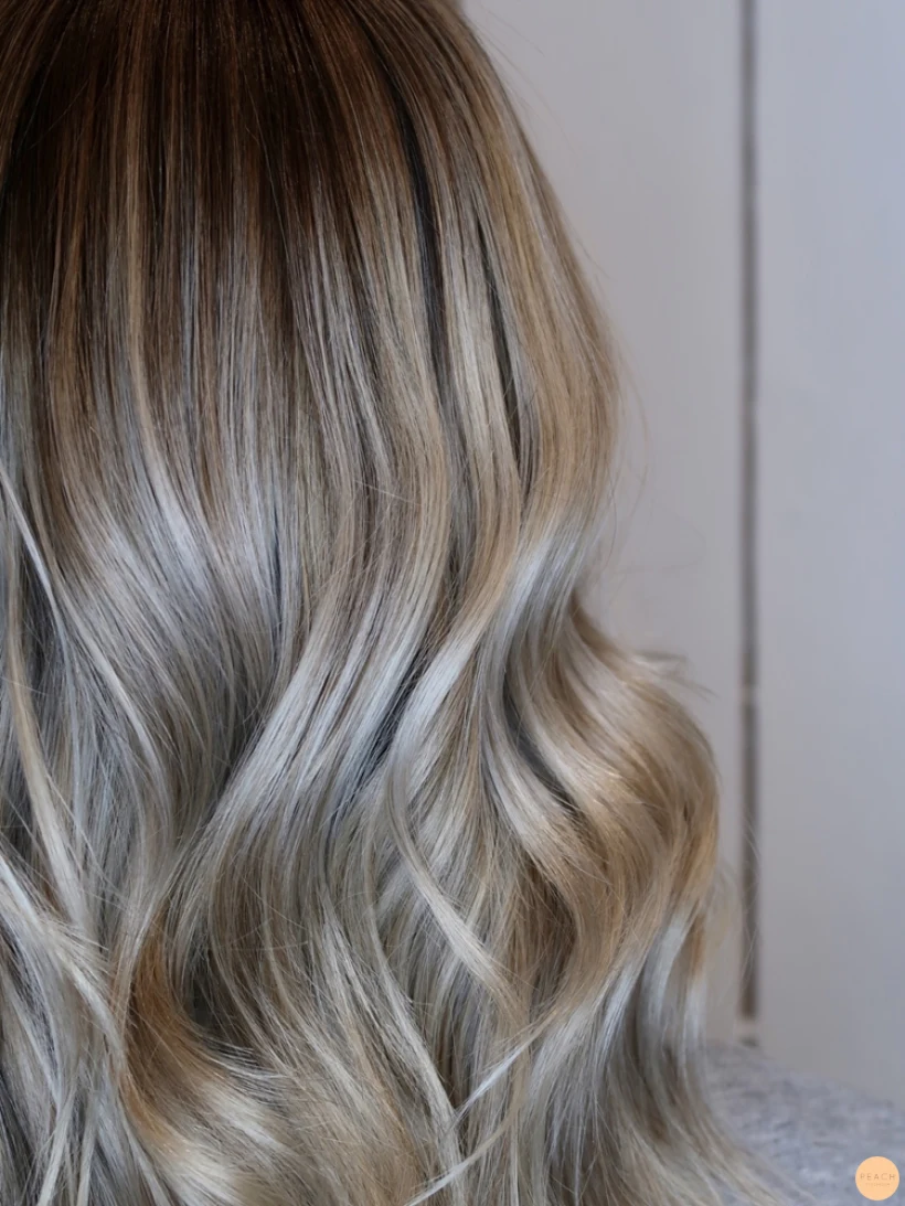 Balayage hair blonde, foilayage slingor
