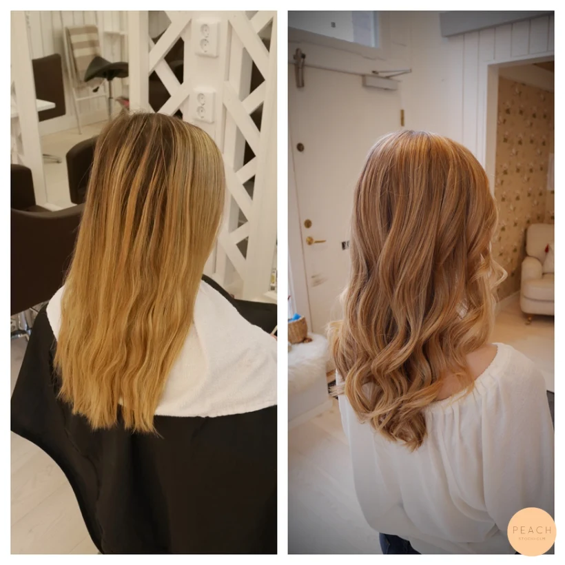 Bronde hår med highlights och lowlights