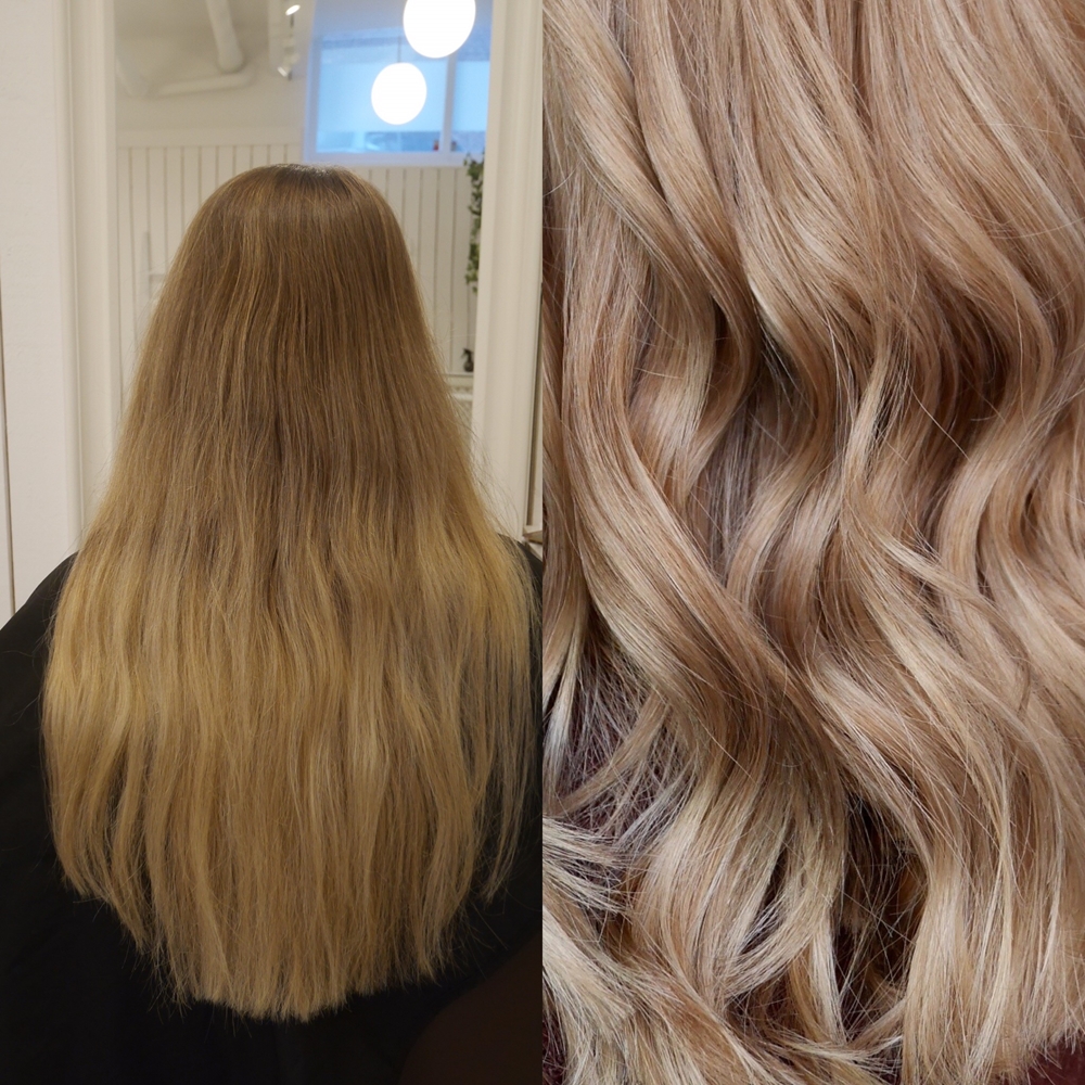 Blond med bruna slingor