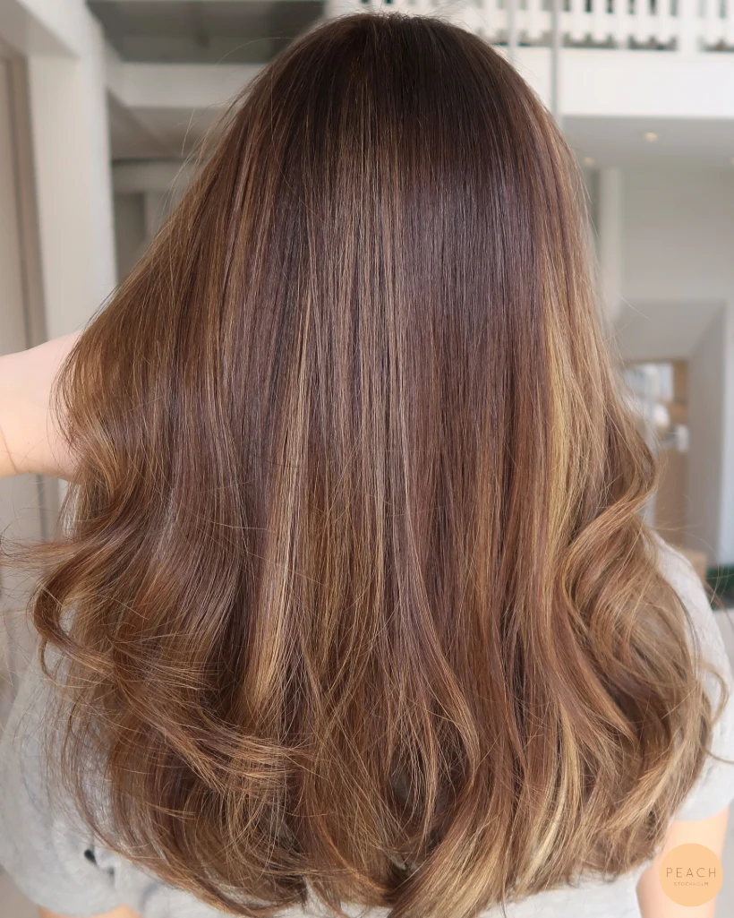 Varm brun hårfärg balayage
