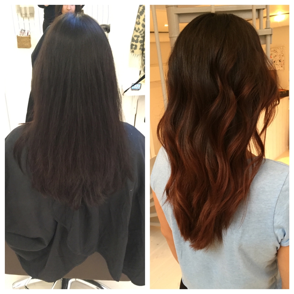 Mjuk balayage i mörkbrunt hår