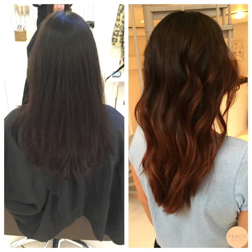 Mjuk balayage i mörkbrunt hår