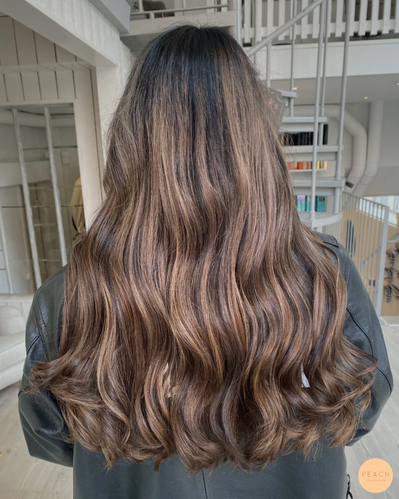 Brown balayage med ljusa slingor