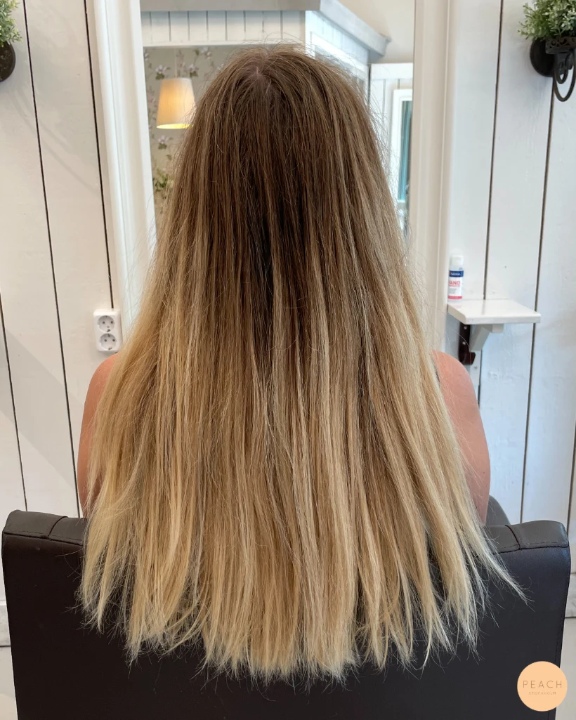 Blond Balayage med fina babylights