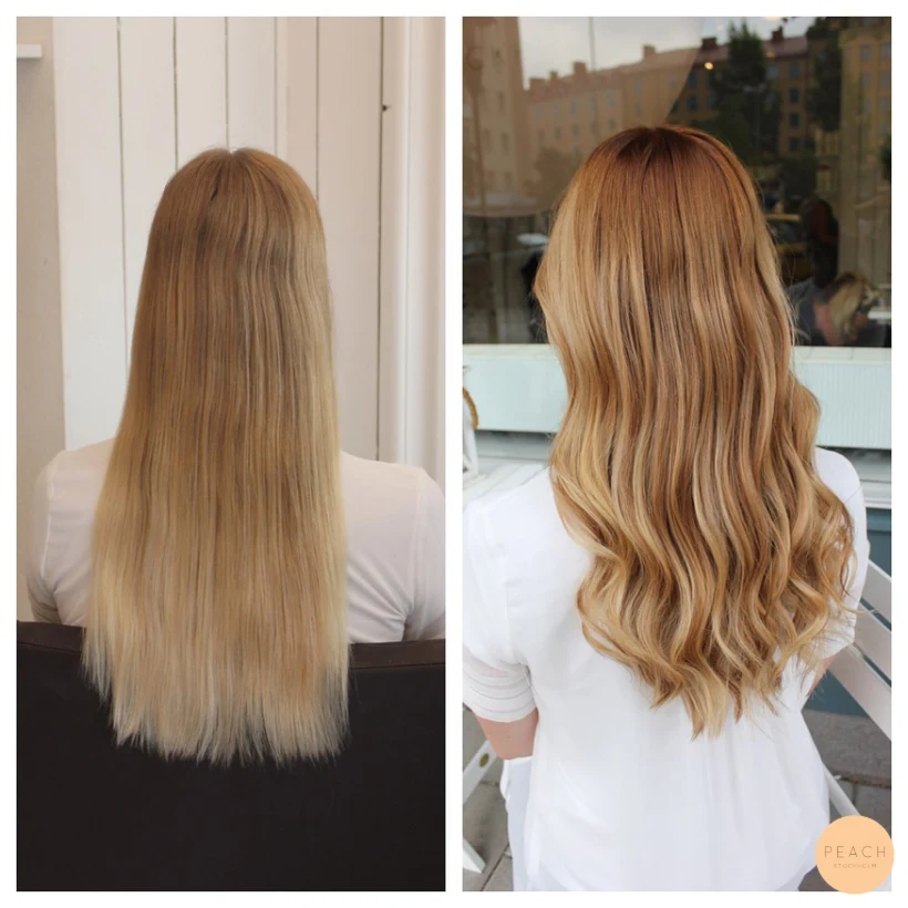 Varm blond hårfärg med karamelltoner