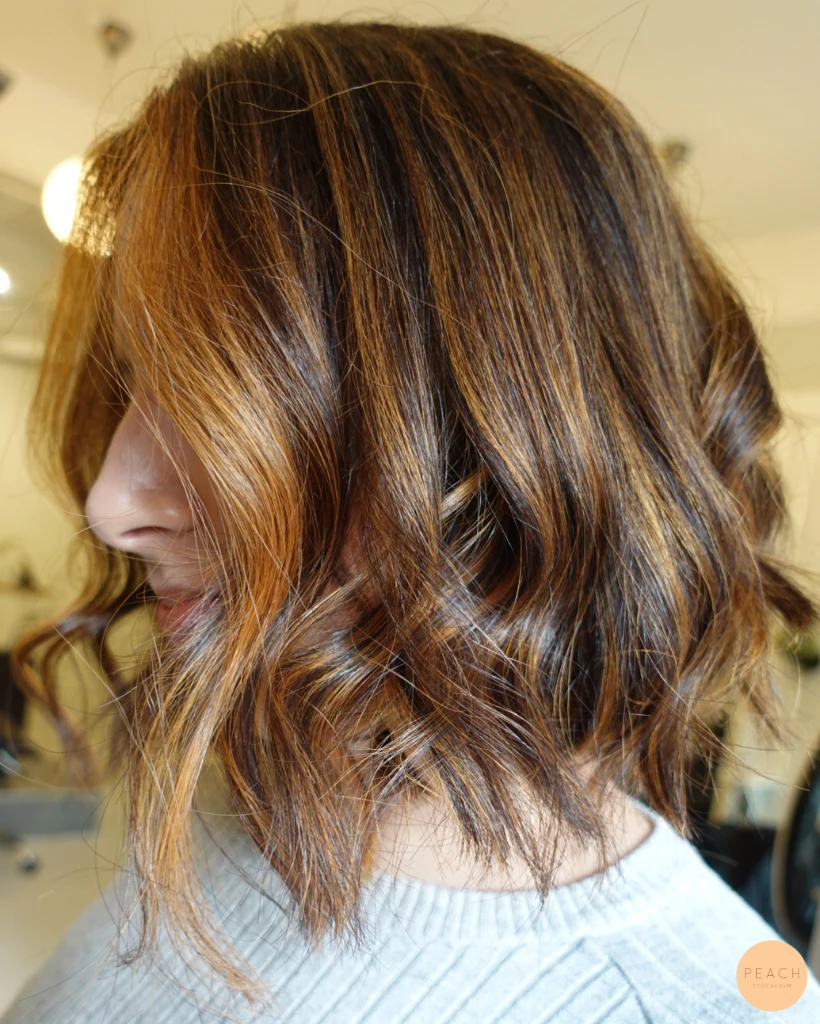 Copper highlights on brown hair