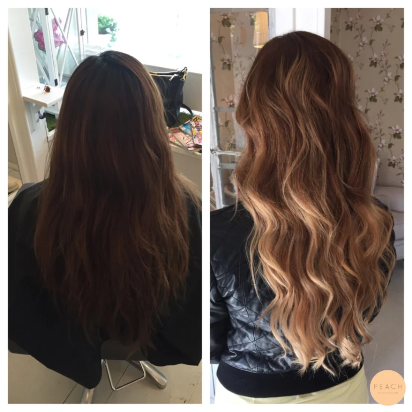 Blonde balayage med ombre-effekt