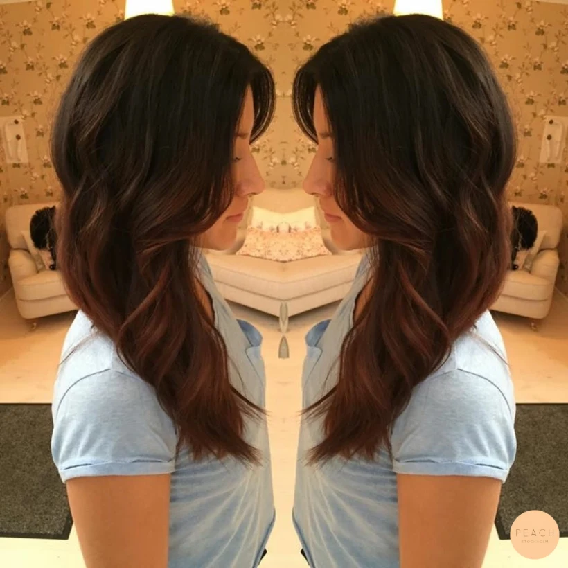 Mjuk balayage i mörkbrunt hår