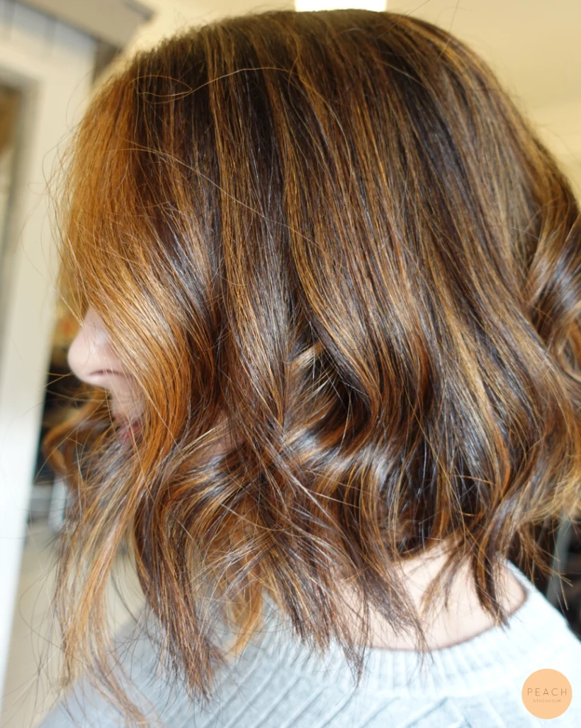 Copper highlights on brown hair