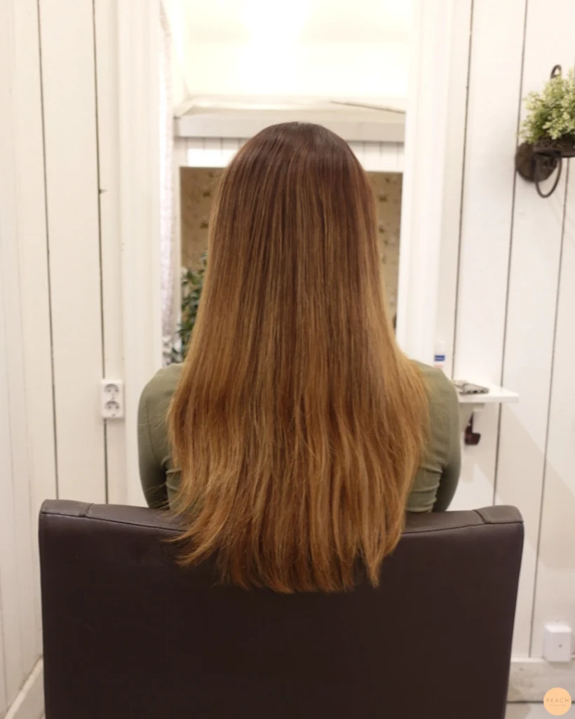 Höst makeover, mustig brun hårfärg med ljusa slingor
