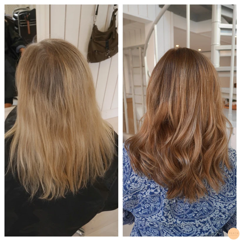 Från blont till brunt hår