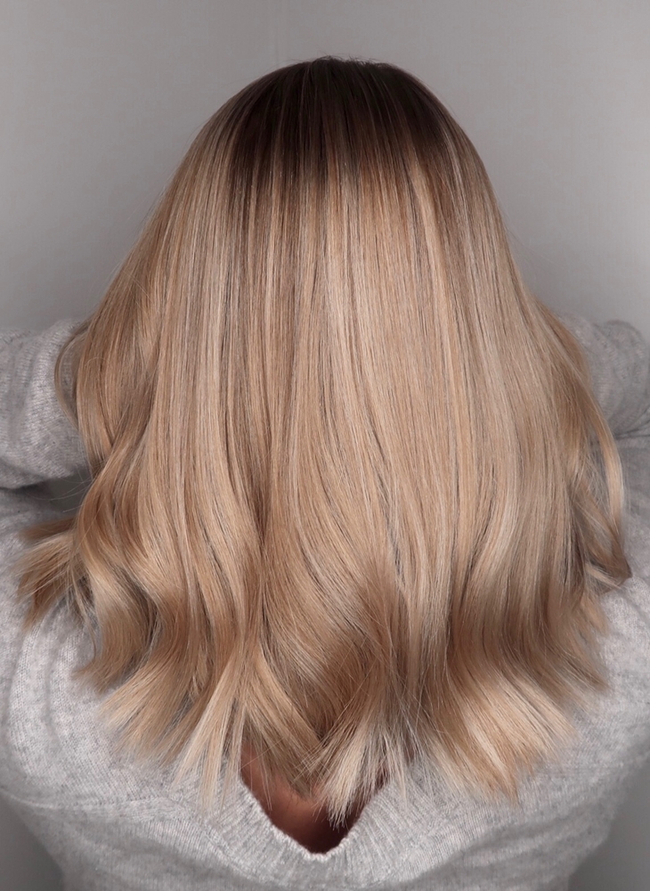 Beige blond hårfärg slingor