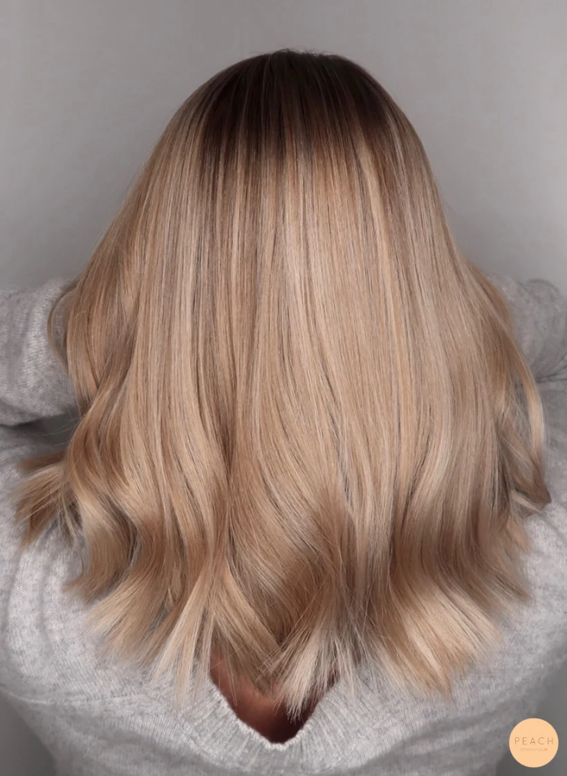 Beige blond hårfärg slingor