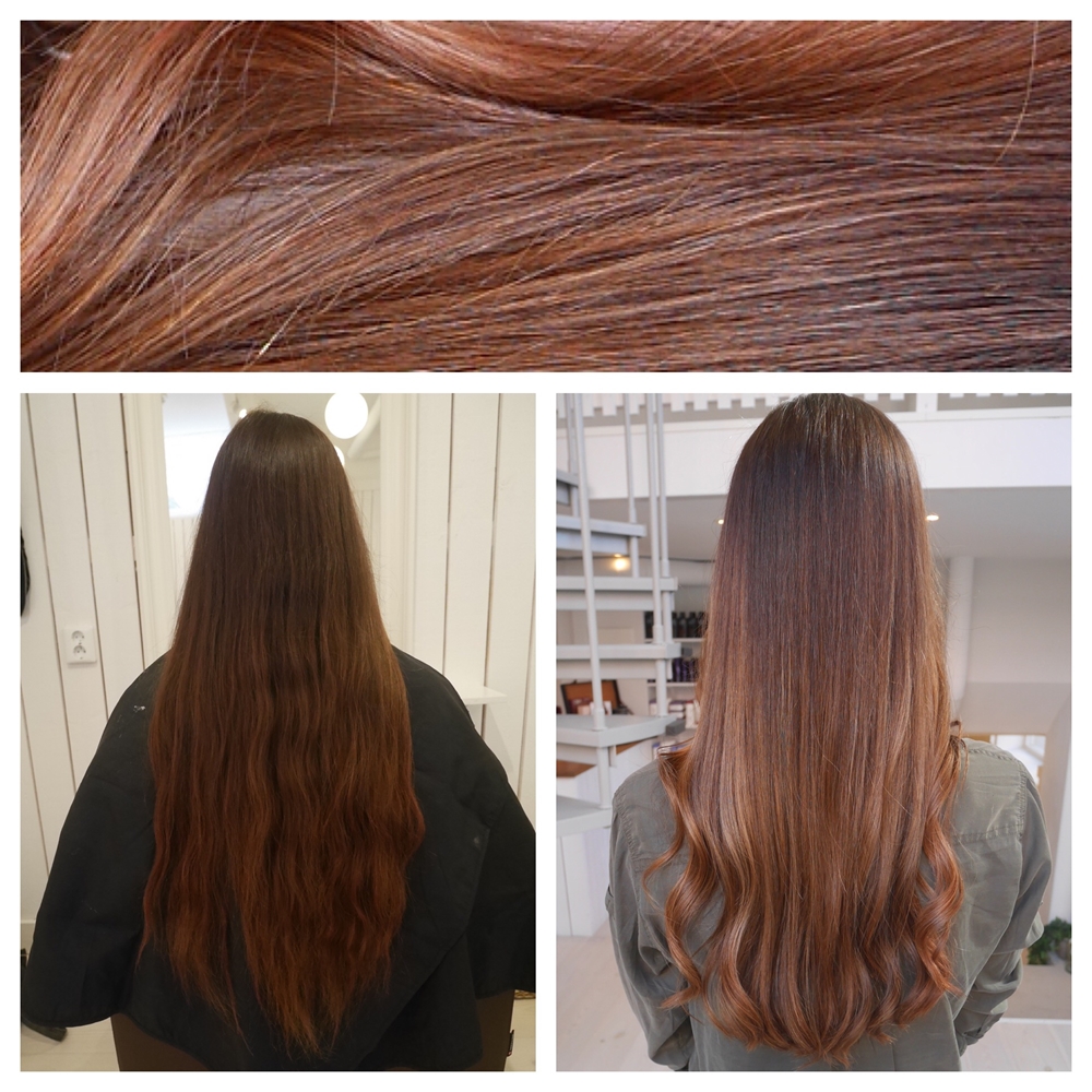 Brun koppar rosé balayage