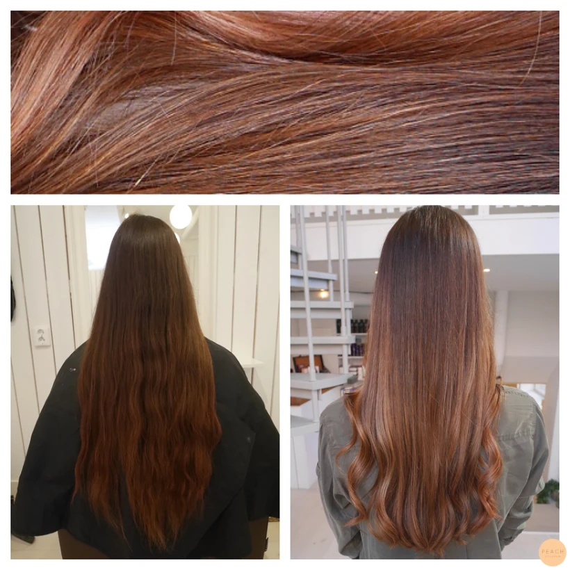 Brun koppar rosé balayage