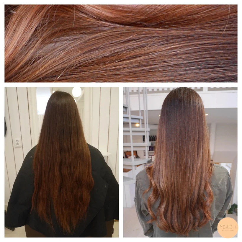 Brun koppar rosé balayage