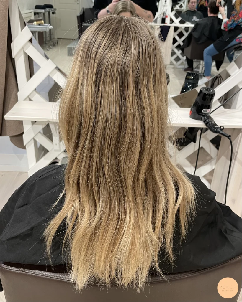 Blond balayage med röda toner
