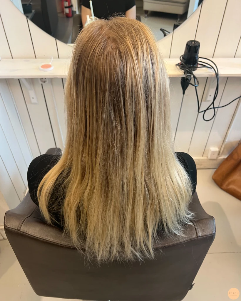 Light champagne blonde hair color