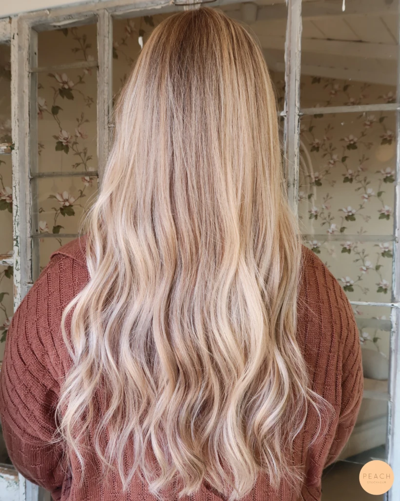 Beige blond med highlights och lowlights