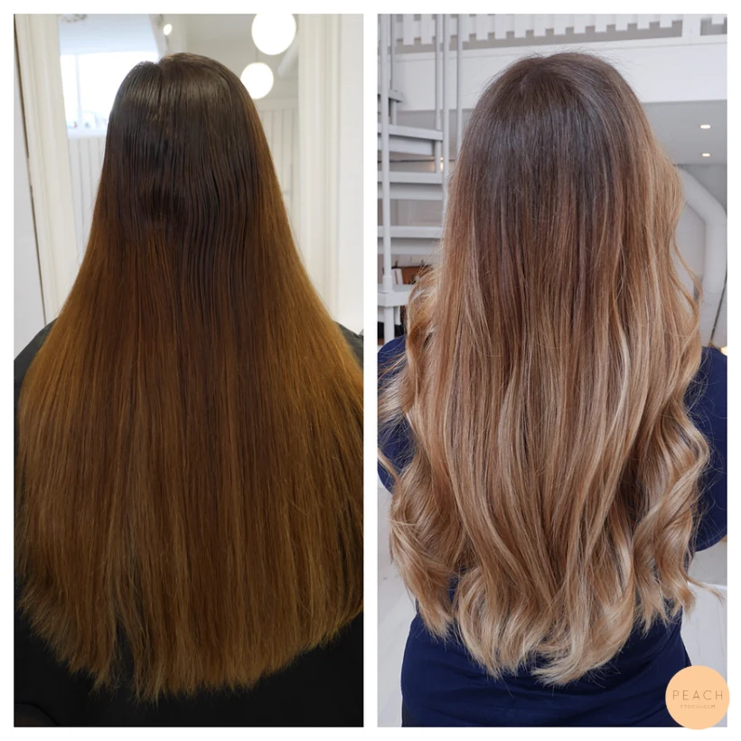 Balayage hår med sval nyansering