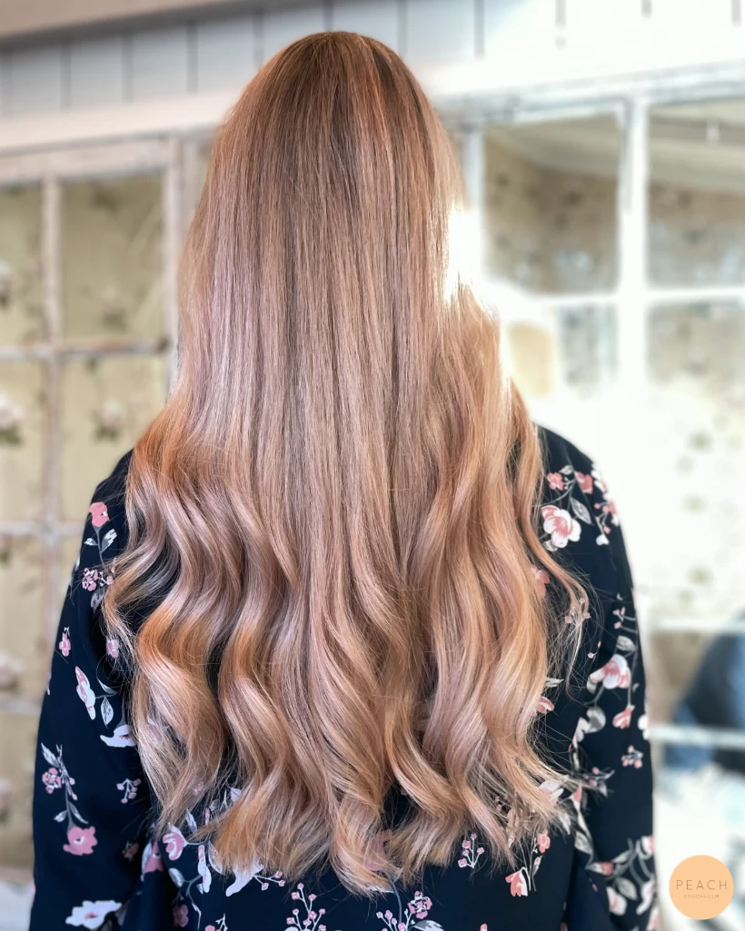 Soft strawberry blonde hair