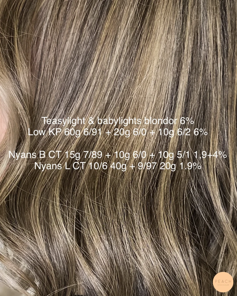 Cream blonde hair med mjuka teasylights