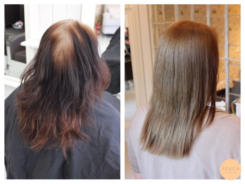 Avfärgning med Olaplex till ljusbrun färg