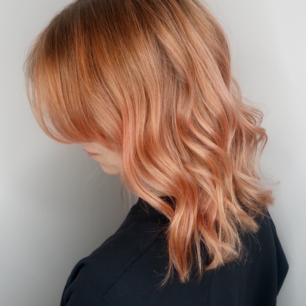 Peach pink hair